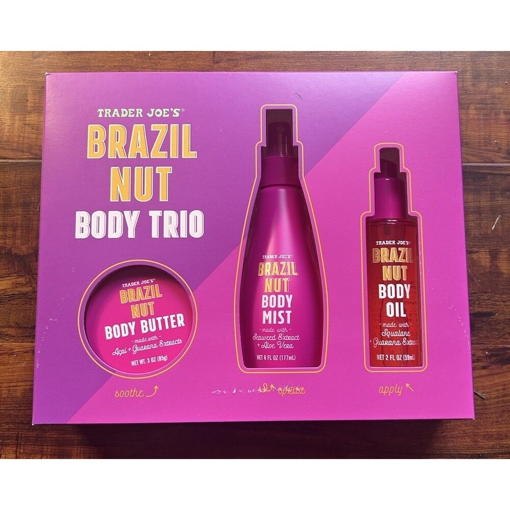 NEW Trader Joe's Brazil Nut Body Trio Set Body Butter/Body Mist/Body Oil